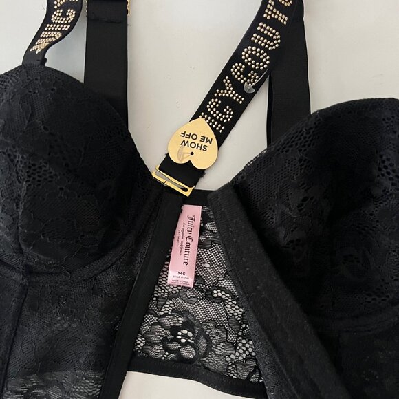 NEW Juicy Couture Sexy Lace Corset Bustier Top Lingerie Bra - Picture 7 of 13
